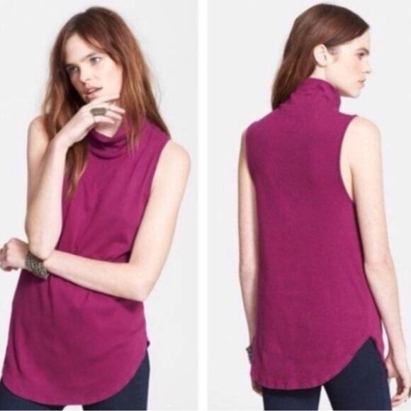 Free People Mock Neck Sleeveless Top in Plum Women’s size medium - Picture 1 of 6